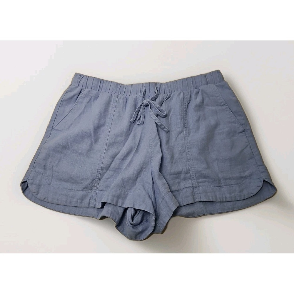 Universal Thread Linen Blend Blue Shorts XL 34x3 Drawstring Elastic Waist #147